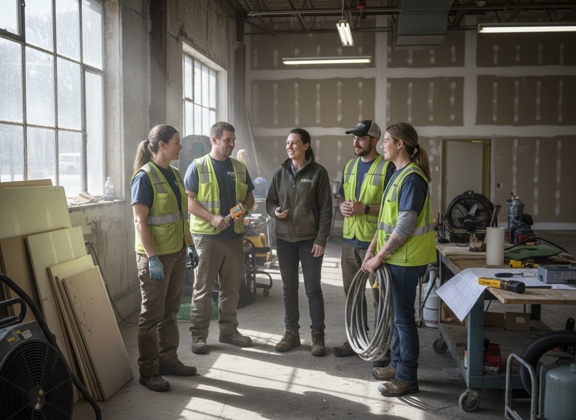 The Water Damage Restoration Edwards team at work in Edwards